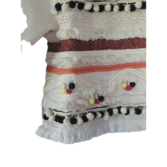 NEW Anthropologie Fringed Cream Sweatshirt/Sweater - Size: Large - Picture 8 of 10